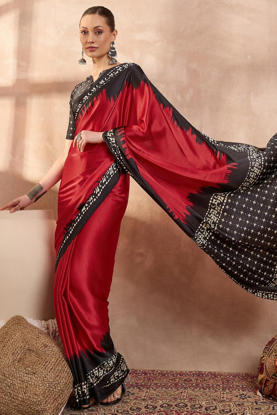 Kenya Modal Ajrakh Printed Ready to Wear One Minute Saree