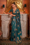 Agra Emerald Green Pure Satin Copper Zari Weaving Ready to Wear Saree