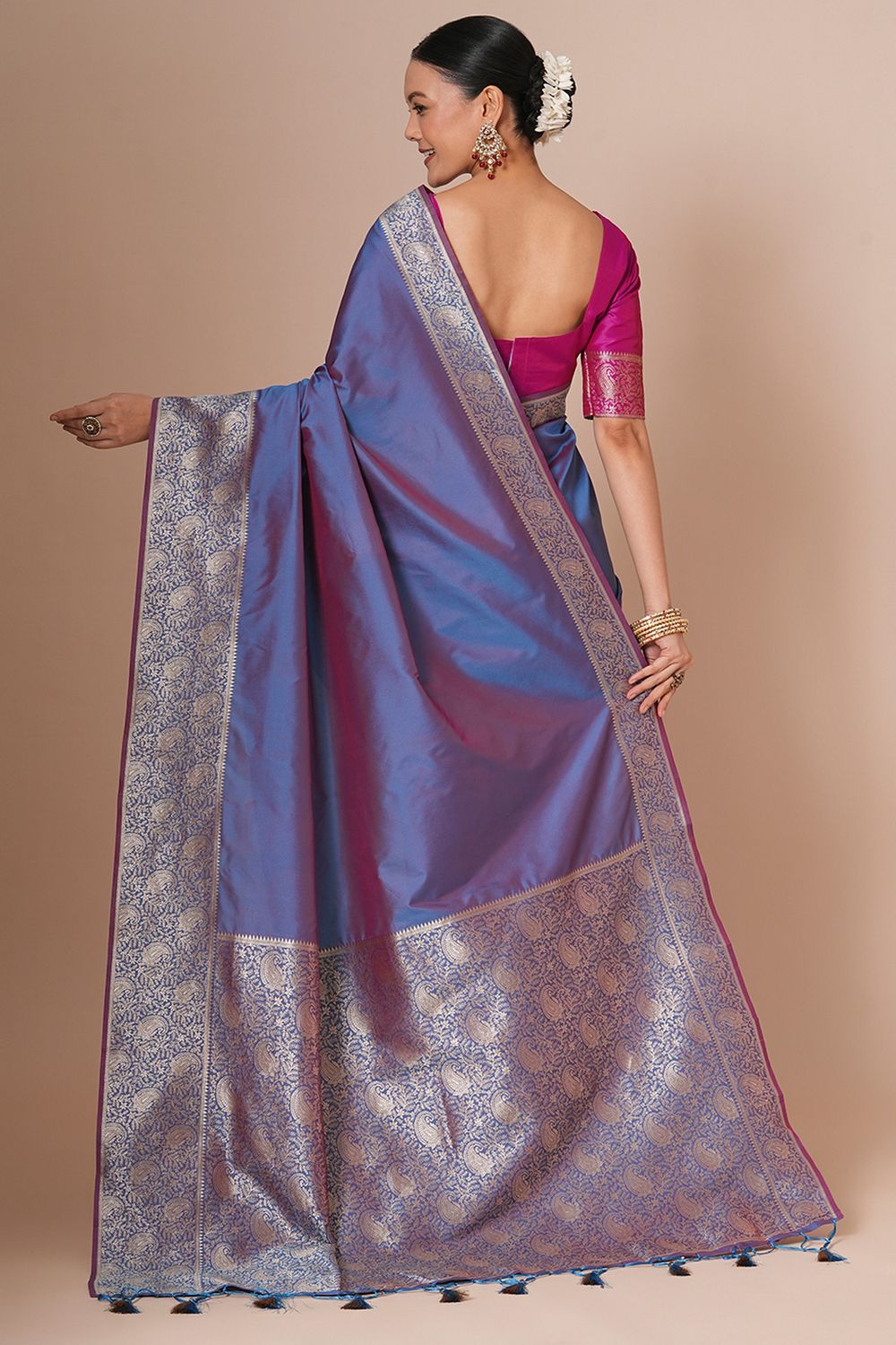 Padma Lavender Blend Woven Ready To Wear One Minute Saree