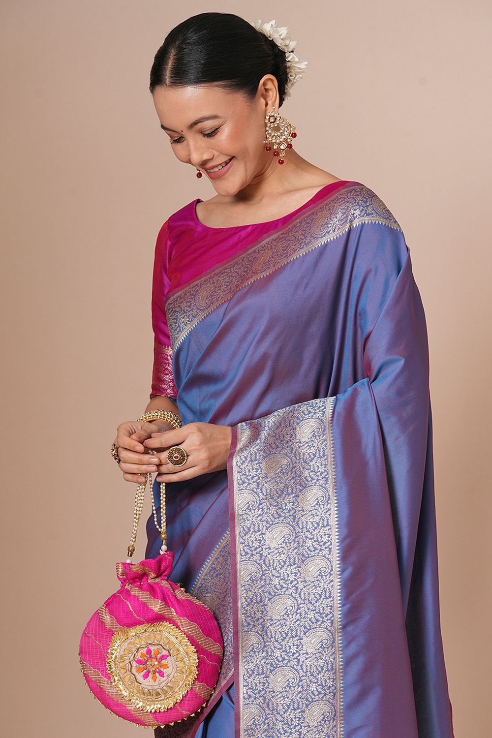 Padma Lavender Blend Woven Ready To Wear One Minute Saree