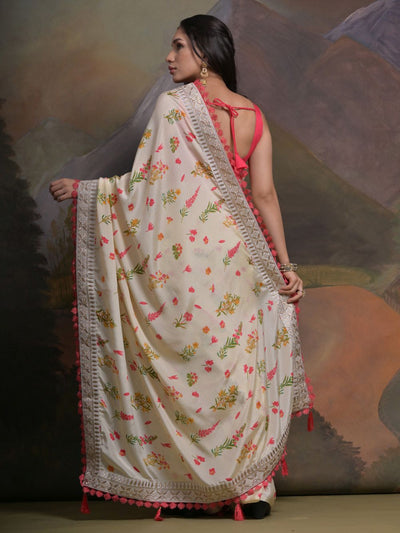 Katrina White Chiffon Lace One Minute Saree