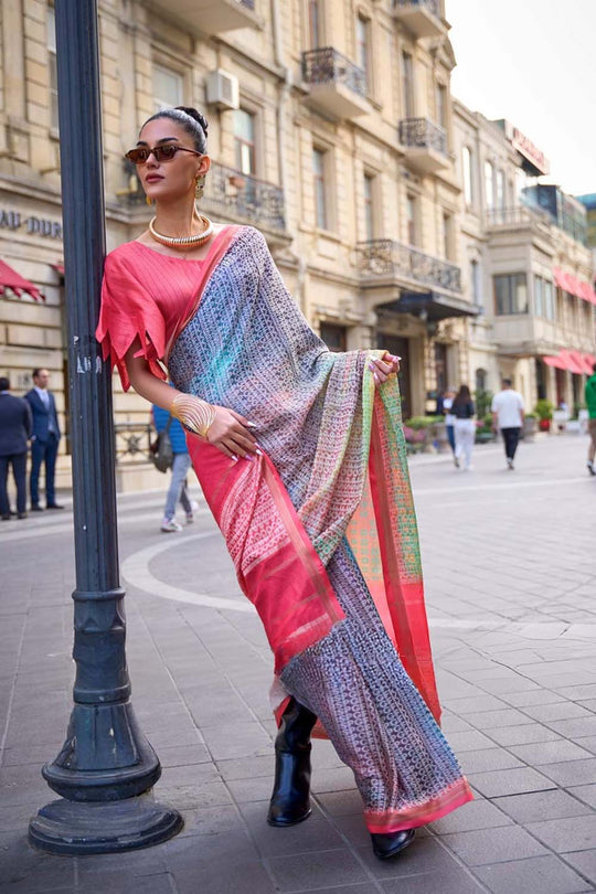 Leana Multicolor Print Viscose Crepe One Minute Saree
