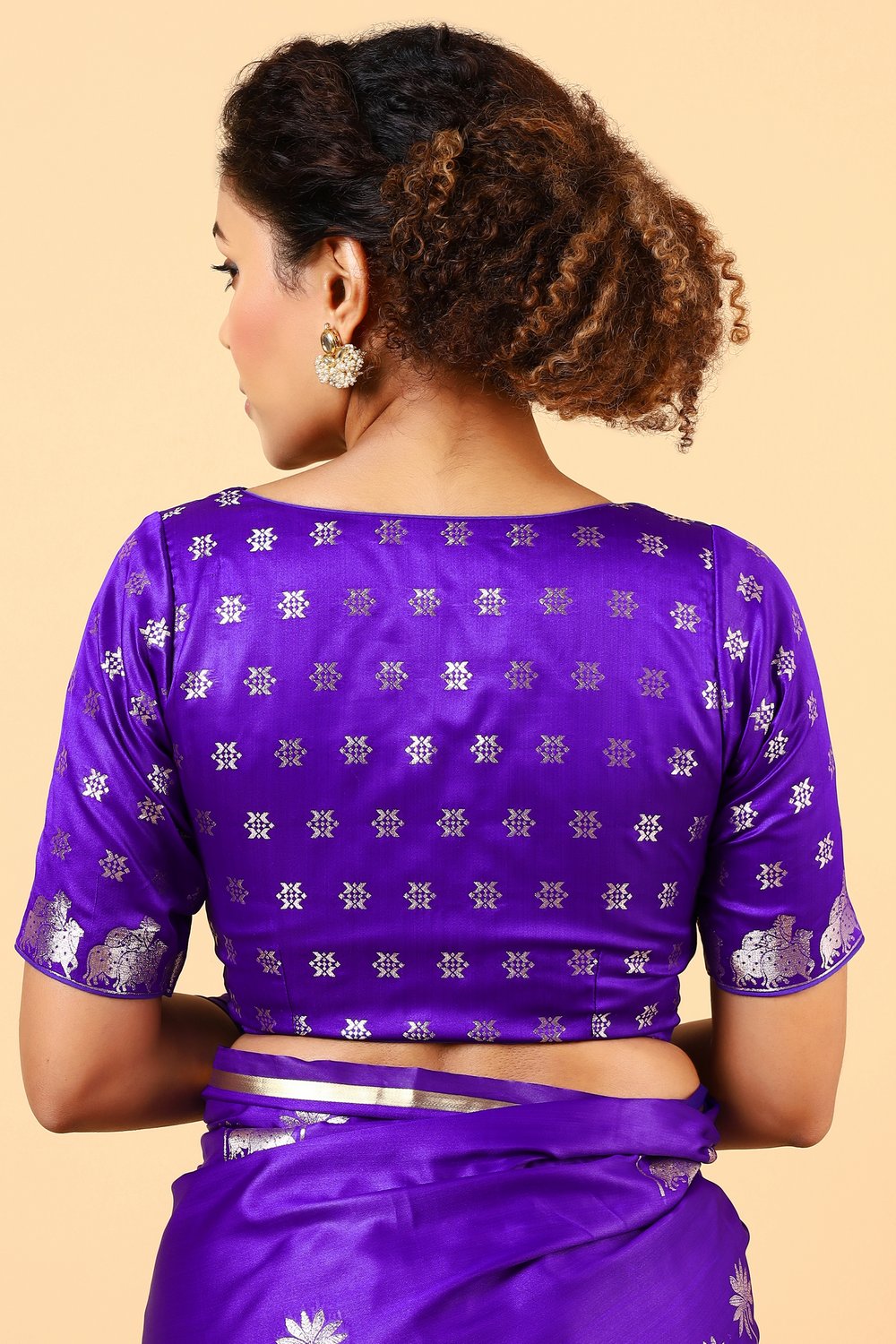 Shayna Pichwai Navy Blue Silk Foil Print Saree