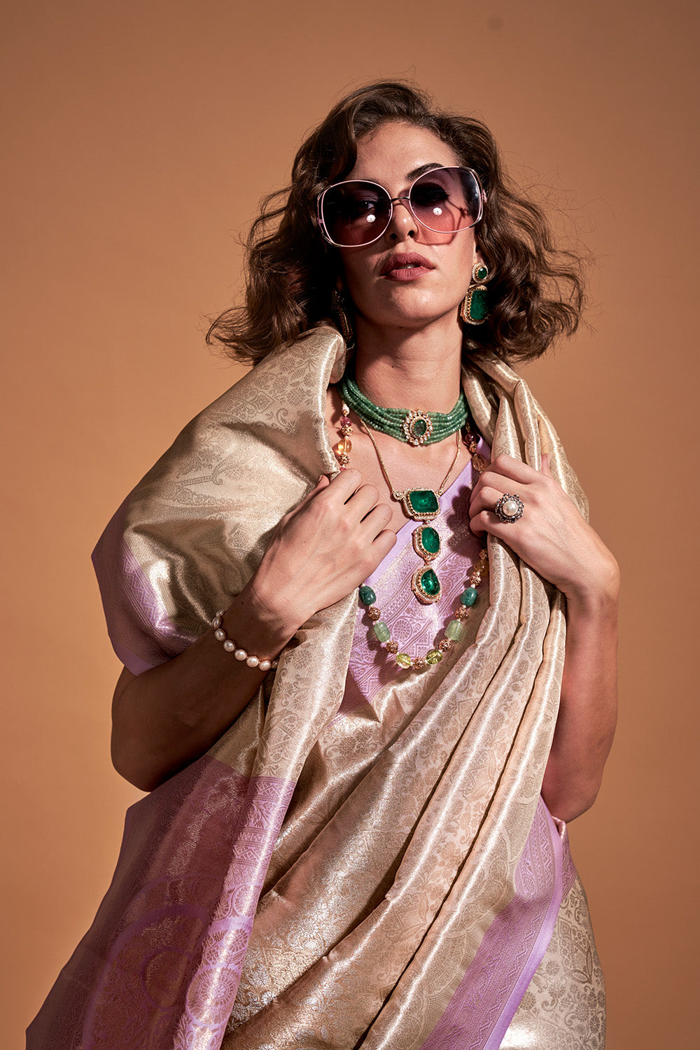 Jeana Purple Silk Handwoven Kanjivaram One Minute Saree