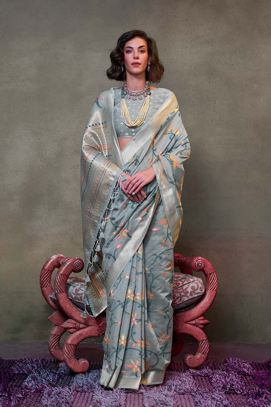 Kamiya Light Green Handwoven Jamdami One Minute Saree