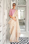 Taryn Cream Moss Chiffon Handloom Weaving Ready to Wear Saree