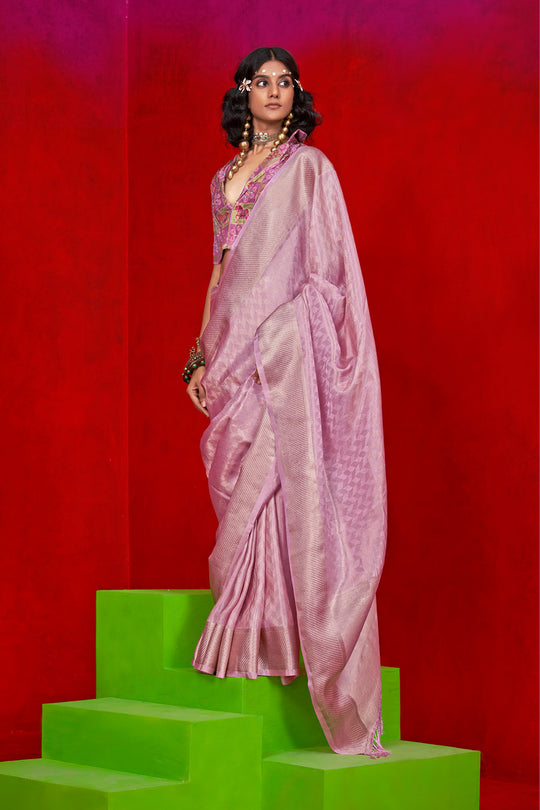 Noemie Lavendar Silk Woven Ready to Wear One Minute Saree