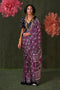 Aurora Magenta Designer Satin Crepe Ajrakh Print Ready to Wear Saree