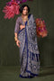 Aurora Navy Blue Designer Satin Crepe Ajrakh Print Ready to Wear Saree