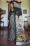 Poorna Black & White Modal Satin Cityscape Print Ready to Wear Saree