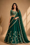 Ishaa Green Silk Floral Zari Embroidered Ready to Wear Lehenga Saree