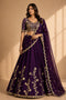Ishaa Purple Silk Floral Zari Embroidered Ready to Wear Lehenga Saree