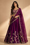 Ishaa Wine Silk Floral Zari Embroidered Ready to Wear Lehenga Saree