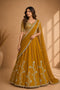 Ishaa Yellow Silk Floral Zari Embroidered Ready to Wear Lehenga Saree