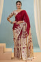 Esra Red Modal Floral Printed Ready to Wear One Minute Saree
