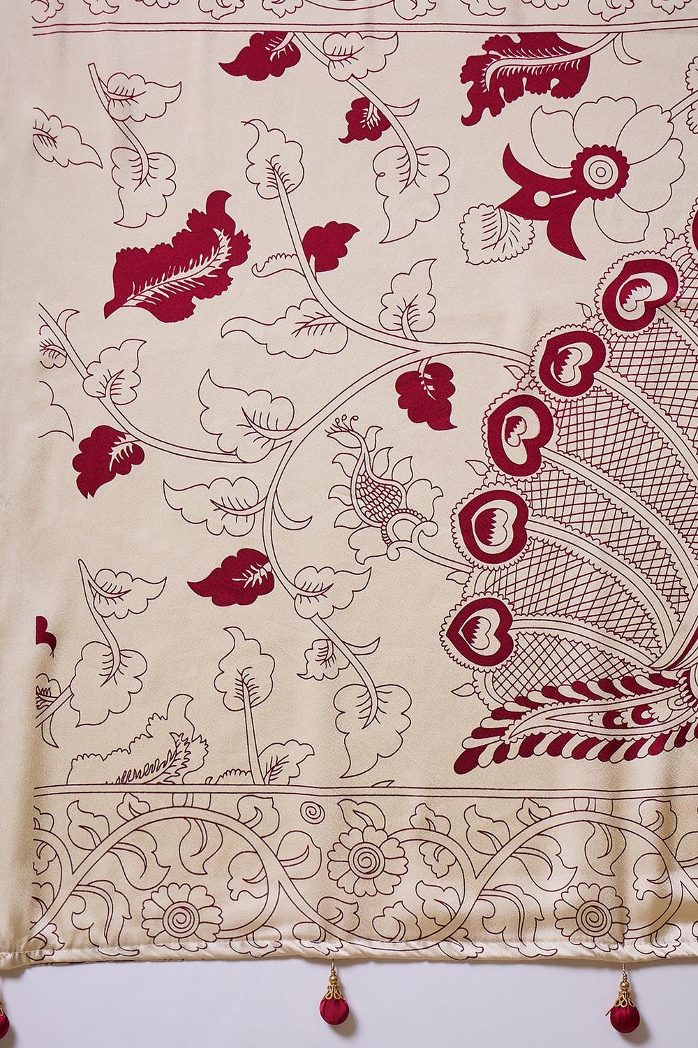 Esra Red Modal Floral Printed Ready to Wear One Minute Saree