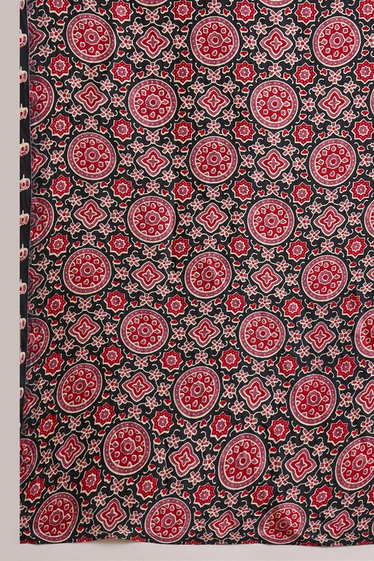 Amina Black Modal Ajrakh Printed Mirror Work Sequin Ready to Wear Saree