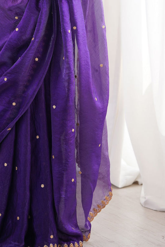 Jaslyn Purple Ombre Satin Sequins Embellished Ready To Wear Saree