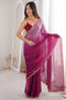 Jaslyn Magenta Ombre Satin Sequins Embellished Ready To Wear Saree