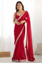 Gaia Red Satin Silk Embellished Designer Border Ready to Wear Saree