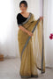 Eira Camel Brown Net Embellished Designer Border Ready to Wear Saree