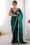 Simran Satin Teal Green Embellished Ready to Wear Saree