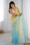 Talia Yellow & Blue Two Tone Chiffon Embellished Border Ready to Wear Saree