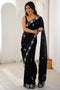 Aylani Black Satin Beads Embellished Ready To Wear Saree