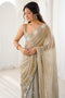 Aylani Beige Satin Beads Embellished Ready To Wear Saree