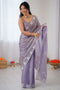 Aylani Lavender Satin Beads Embellished Ready To Wear Saree