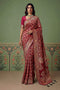 Imane Maroon Pashmina Silk Zari Woven Designer Ready to Wear One Minute Saree