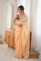 Cassia Cream & Peach Satin Ombre Woven Butti Beads Cut Dana Work Ready to Wear Saree