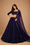 Anjab Midnight Blue Designer Georgette Embroidered Lehenga Saree