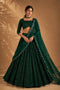 Anjab Bottle Green Designer Georgette Embroidered Lehenga Saree