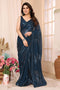 Noelle Teal Sequin Georgette Ready to Wear Party Wear Saree