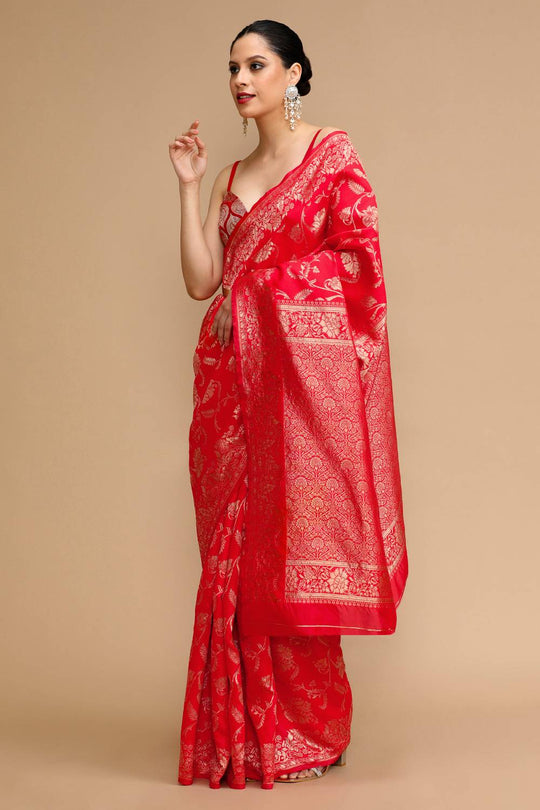 Layla Red Woven Silk Saree Ready to Wear One Minute Saree