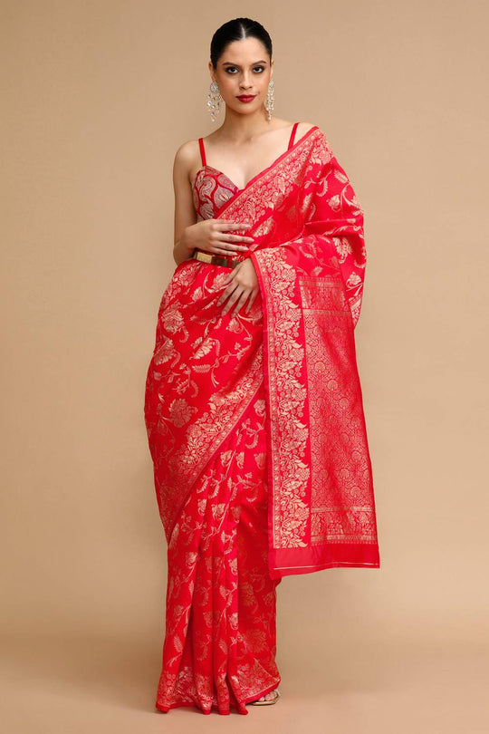 Layla Red Woven Silk Saree Ready to Wear One Minute Saree