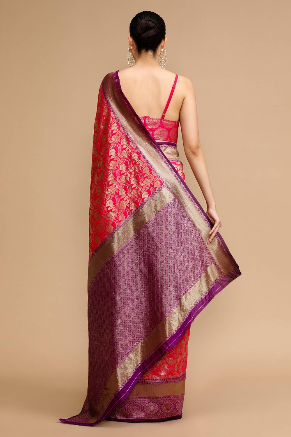 Kiana Pink and Purple Silk Saree with Woven Design Ready to Wear One Minute Saree