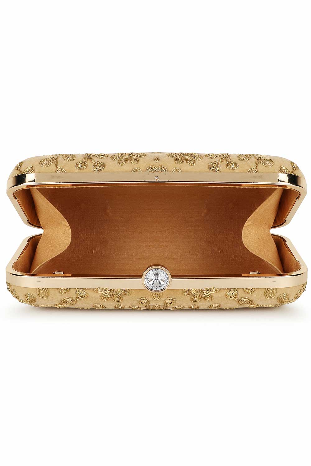 Designer Gold Velvet Floral Embroidered Clutch