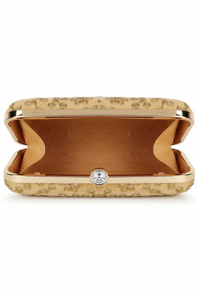 Designer Gold Velvet Floral Embroidered Clutch