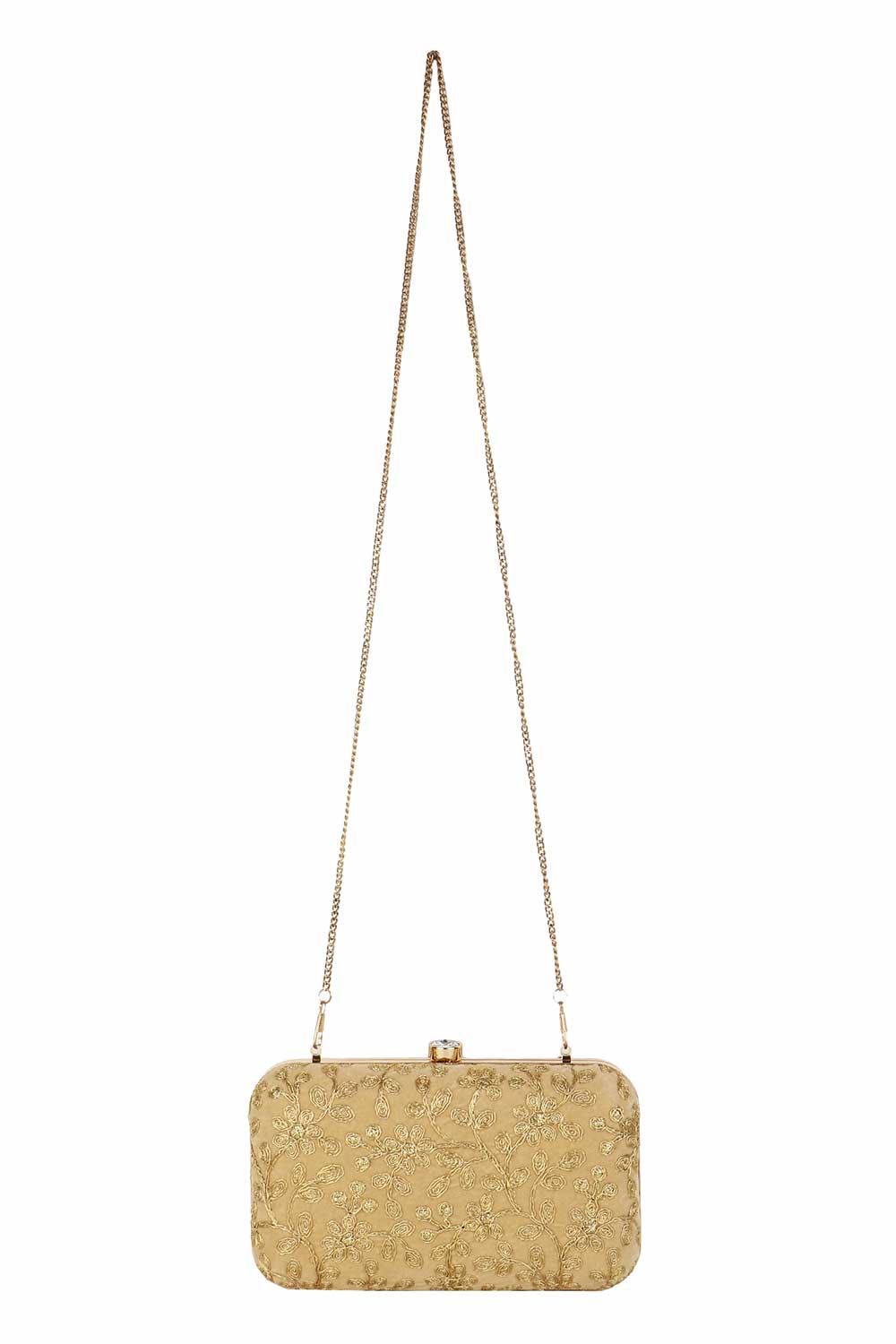Designer Gold Velvet Floral Embroidered Clutch