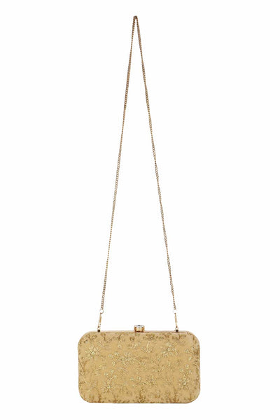 Designer Gold Velvet Floral Embroidered Clutch
