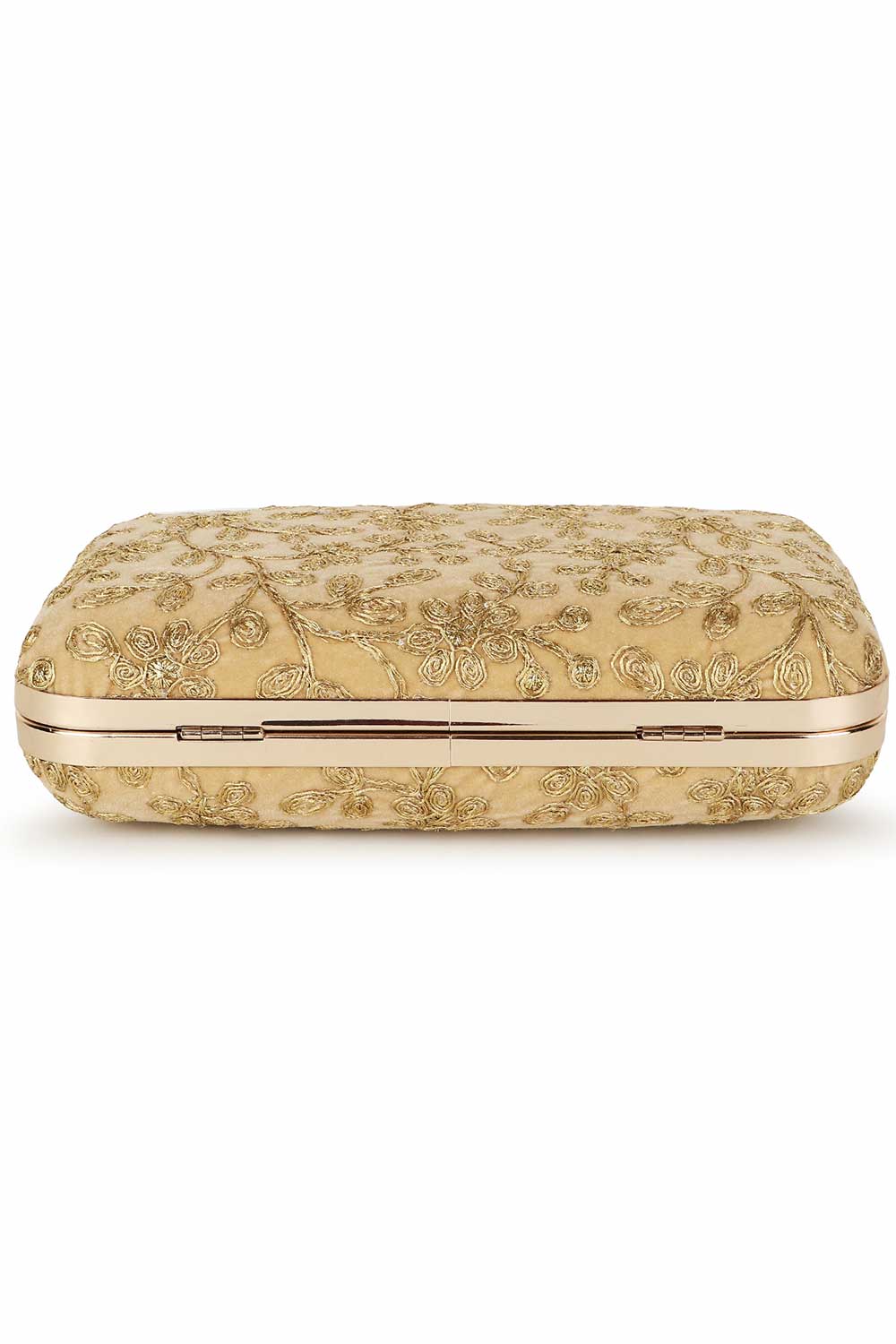 Designer Gold Velvet Floral Embroidered Clutch