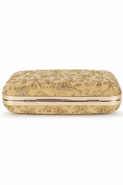 Designer Gold Velvet Floral Embroidered Clutch