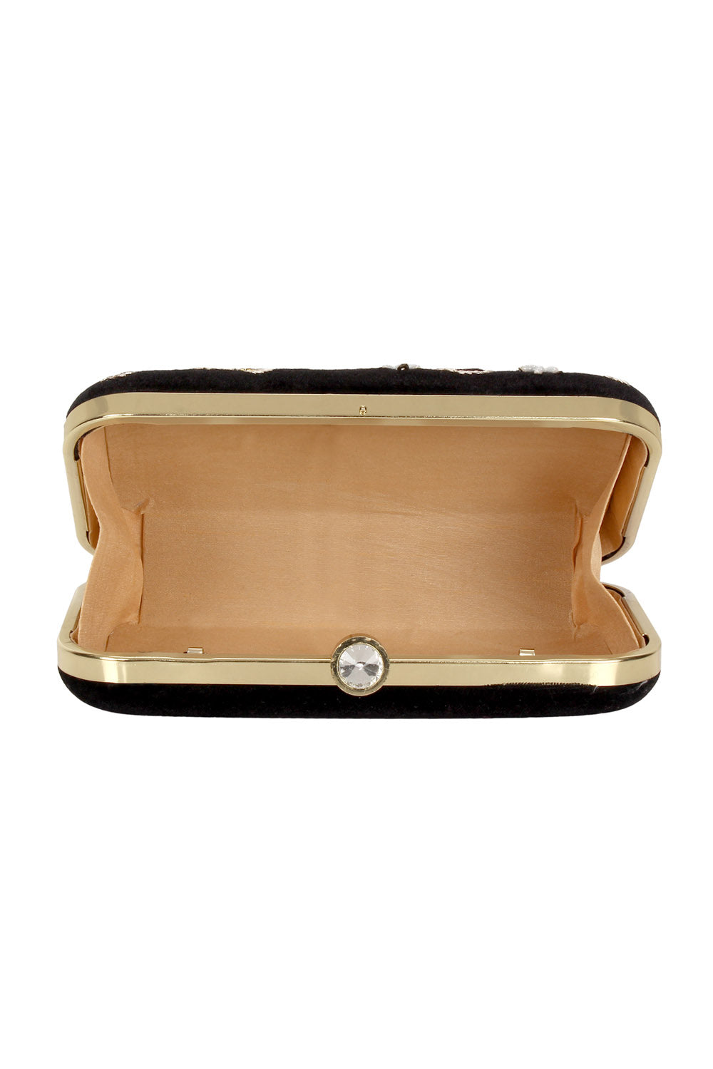 Designer Black Velvet With Gold Beadwork Embroidery Clutch
