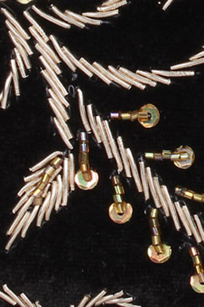 Designer Black Velvet With Gold Beadwork Embroidery Clutch