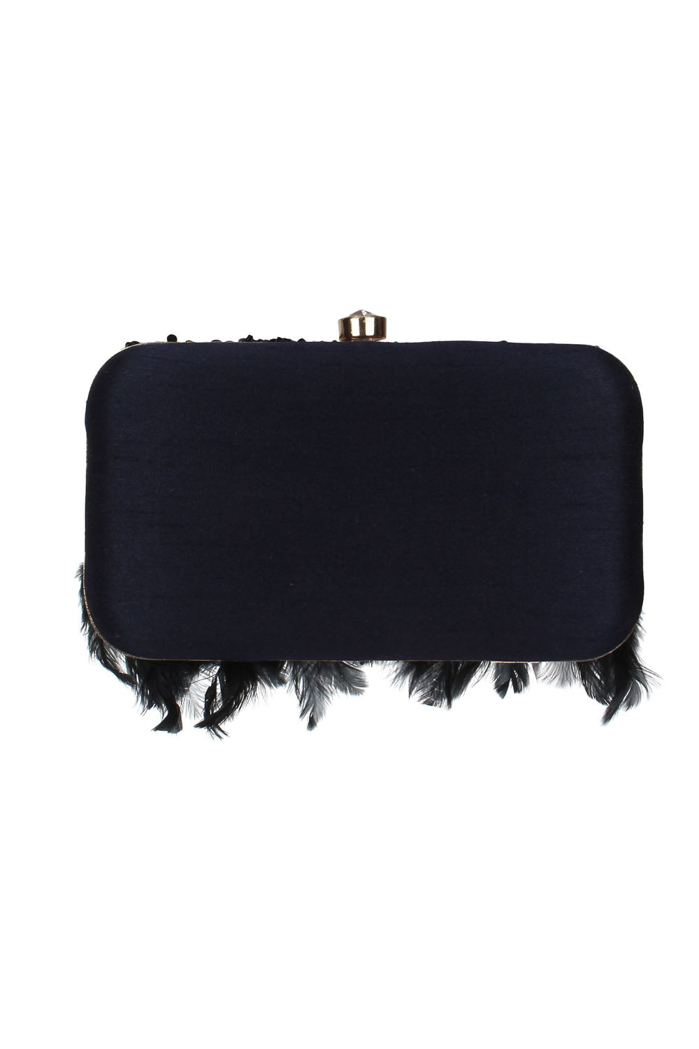 Designer Black Beadwork with Feather Trim Evening Bag