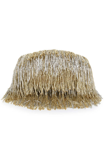 Designer Dangling Gold & Silver Beadwork Evening Purse