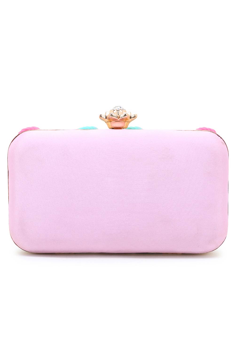 Designer Pink & Multi  Silk Floral Sequinned Clutch