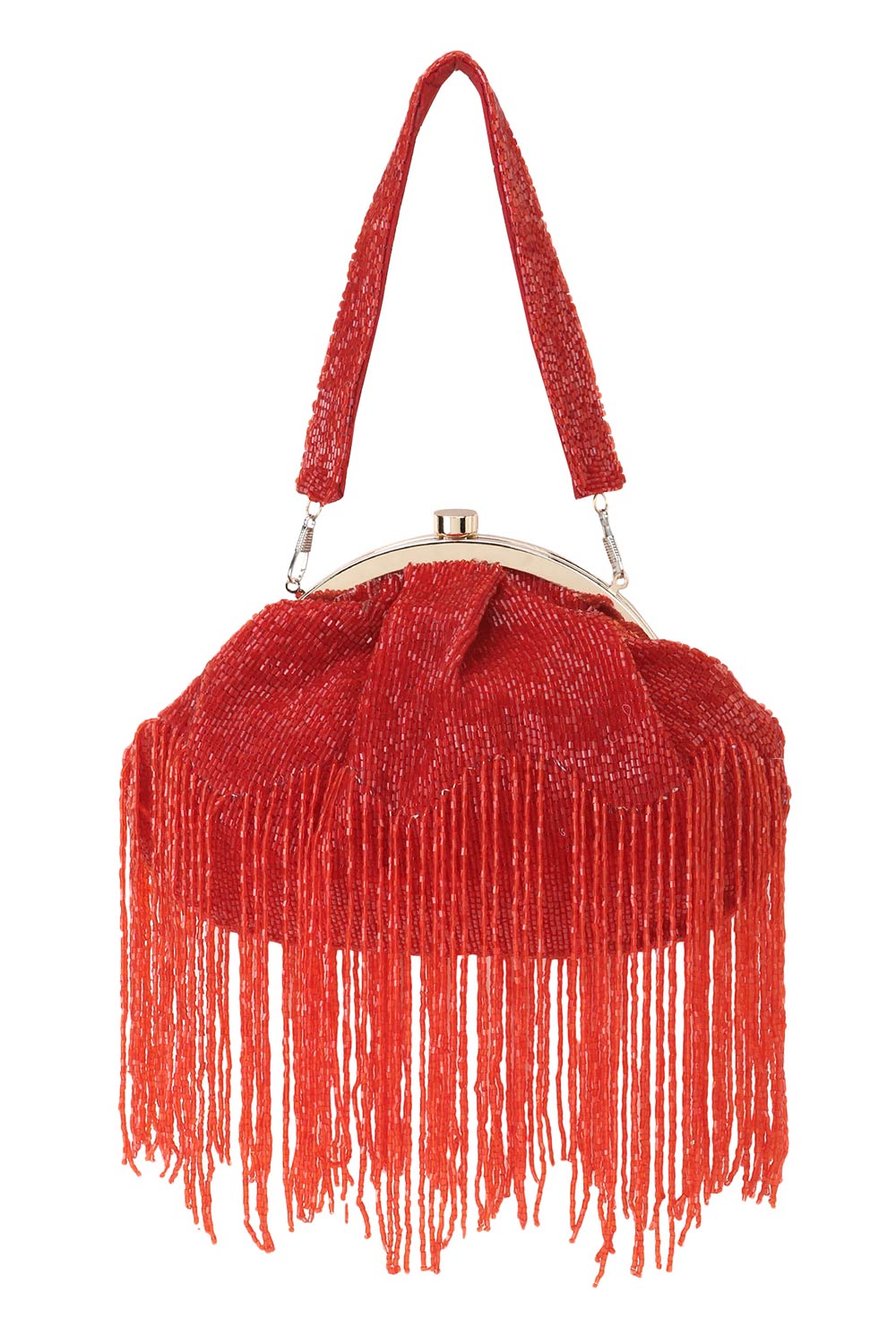 Designer Red Dangling Beads Evening Bag